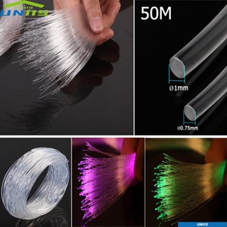 Uniis สายไฟเบอร์ออปติก Led พลาสติก ขนาด 50 ม.X0.75 มม. 1.0 มม. สําหรับตกแต่ง DIY