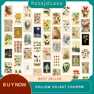 【hzsxjdzaxu】ชุดโปสเตอร์ติดผนัง สไตล์วินเทจ 50 ชิ้น (4X6 นิ้ว)
