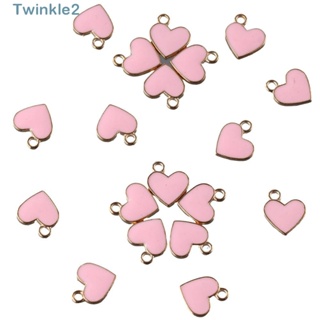 Twinkle จี้แหวนอัลลอย รูปหัวใจ สีชมพู 100 ชิ้น สําหรับผู้หญิง