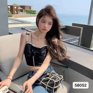 เสื้อท็อปยกทรง ประดับโบว์ ขนาดเล็ก เซ็กซี่ แฟชั่นฤดูร้อน สําหรับผู้หญิง YGA3