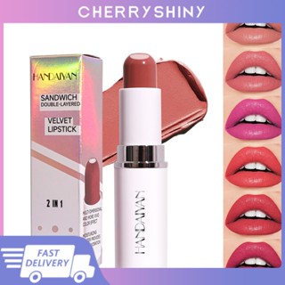 Handaiyan Two-in-one ลิปสติก เนื้อกํามะหยี่ ให้ความชุ่มชื้น แซนวิช [พร้อมส่ง]