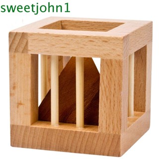 Sweetjohn จิ๊กซอว์ไม้ ทรงสามเหลี่ยม ปลดล็อก 3D แบบโต้ตอบ สําหรับวัยรุ่น