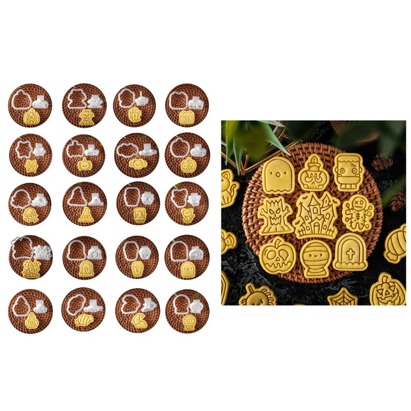 PPY ฮาโลวีนเครื่องตัดคุกกี้เบเกอรี่แม่พิมพ์ทําความสะอาดง่ายสําหรับ Home Party Organizer การ์ตูน Spoo