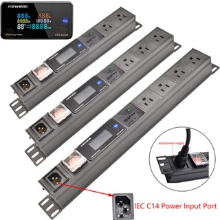 Pdu รางปลั๊กไฟติดผนัง โวลต์มิเตอร์ แอมมิเตอร์ มิเตอร์วัดไฟ อินพุต C14 ซ็อกเก็ต US 2-13 ทาง ป้องกันไฟกระชาก