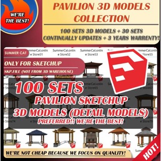 🔥PREFERRED🔥 130 SETS HQ PAVILION SKETCHUP DETAIL FURNITURE MODELS SKETCHUP 3D MODEL ARCHITECTURE INTERIOR DESIGN