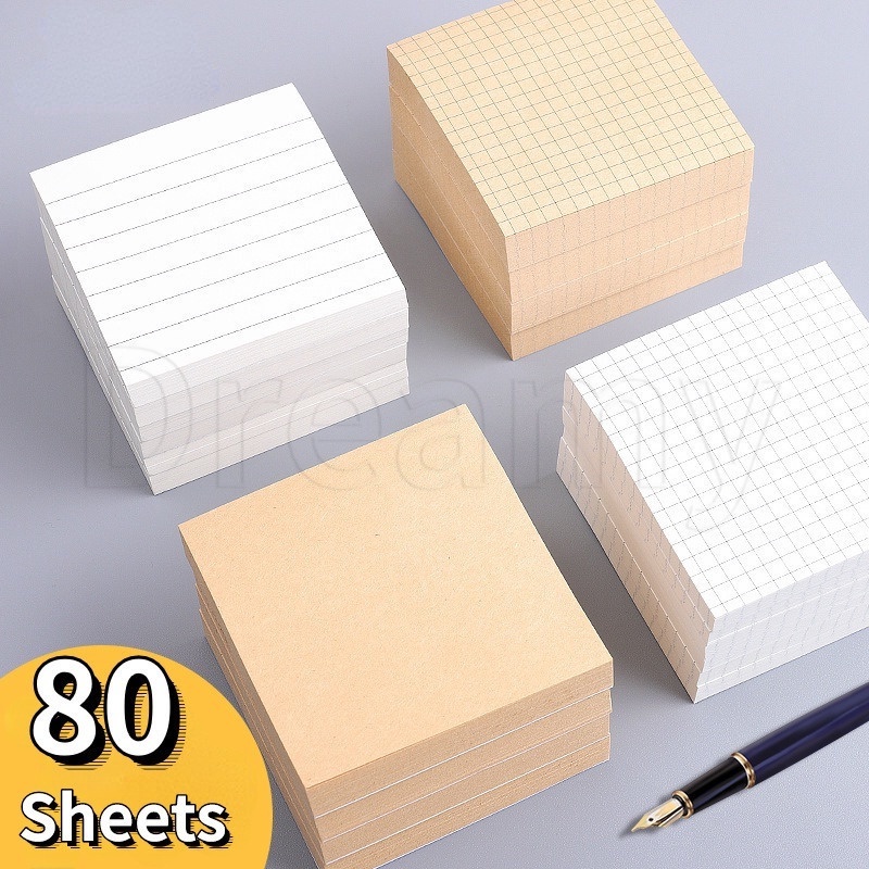สติกเกอร์กระดาษคราฟท์ สีเรียบง่าย 80 แผ่น / สติกเกอร์ไดอารี่ แพลนรายสัปดาห์ ฉีกได้ / เครื่องเขียนสํานักงาน โรงเรียน / สมุดจดบันทึกเส้นแนวนอน ตาราง / สมุดจดบันทึก มีกาวในตัว สําหรับนักเรียน