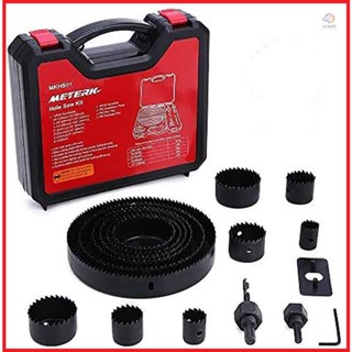 Hole Saw Kit with 17 Pcs Set and 13 Saw Blades for Soft Wood and Plastic Plate Drilling