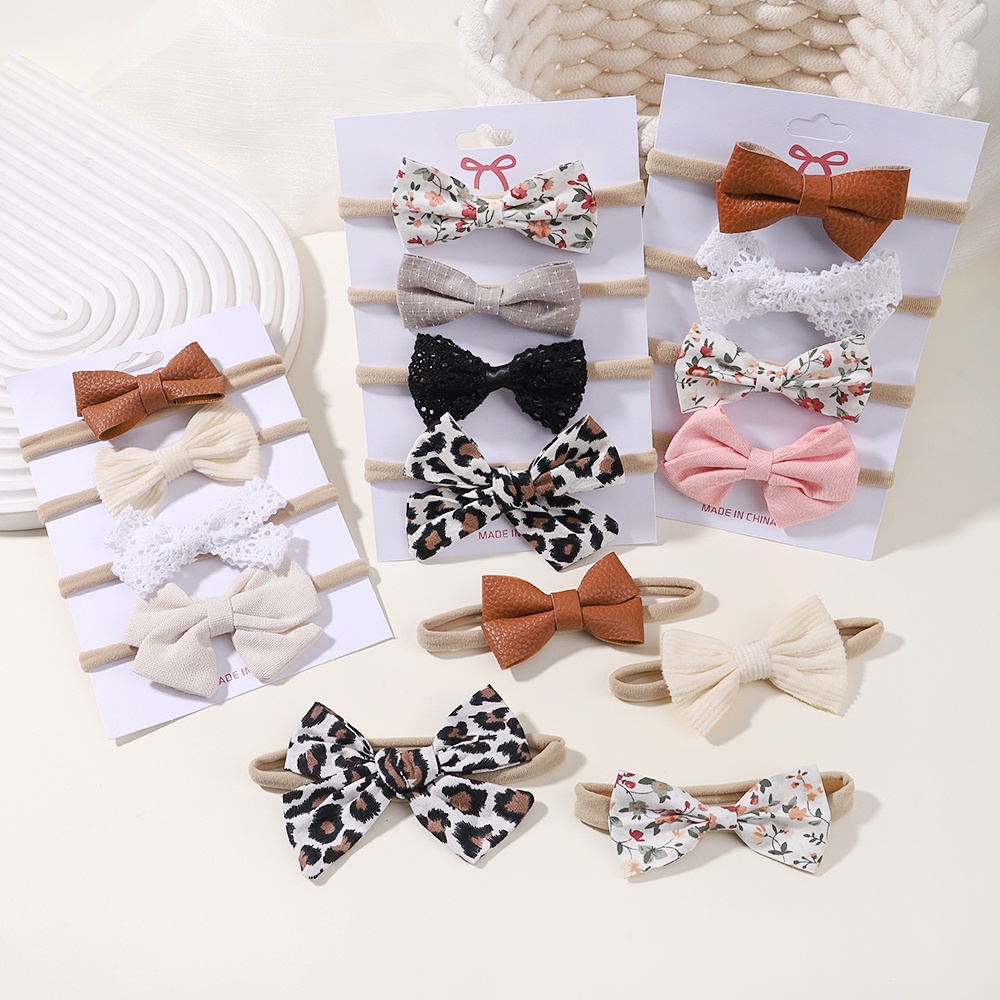 โบว์ติดผม 4 ชิ้น/เซ็ต, ที่คาดผมลูกไม้สําหรับทารกแรกเกิดเด็กผู้หญิง, เครื่องประดับผมกุทัณฑ์หวานเด็กผู้หญิง