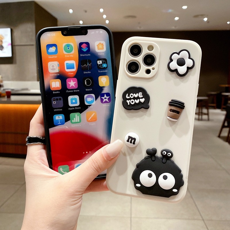สําหรับ TECNO POVA 5 4 Pro Spark 10 10C Camon 20 Pro Spark GO POP 5 4 LTE POVA 3 NEO Spark 8C 8P 7T 7 Pro 6 GO Air Camon 40 16 3D ถ่านหินสีดํากาแฟสนุกน่ารัก เคสโทรศัพท์