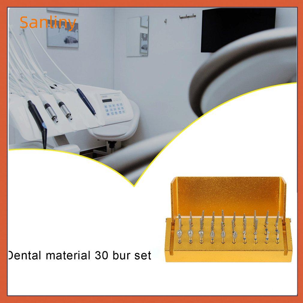 30 Piece Dental Diamond Burr Set With Disinfection Block - High Speed Handpiece Holder