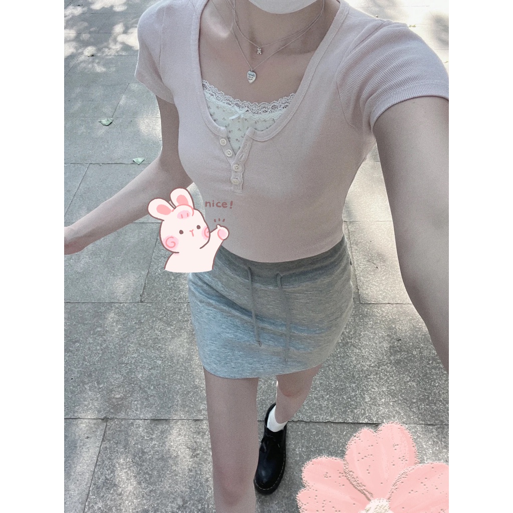 Brandy Brandy-Melaville เสื้อยืดแขนสั้น เปิดไหล่ ผ้าฝ้ายแท้ เข้ารูป สีชมพู แฟชั่นฤดูร้อน สําหรับผู้หญิง