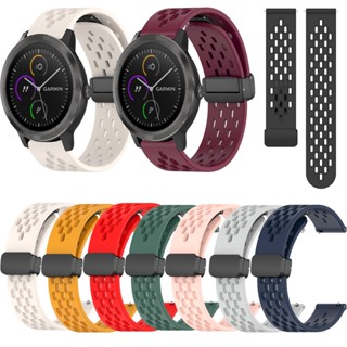 สายนาฬิกาข้อมือซิลิโคน แต่งหัวเข็มขัดแม่เหล็ก สีแคนดี้ สําหรับ Garmin Vivoactive 3