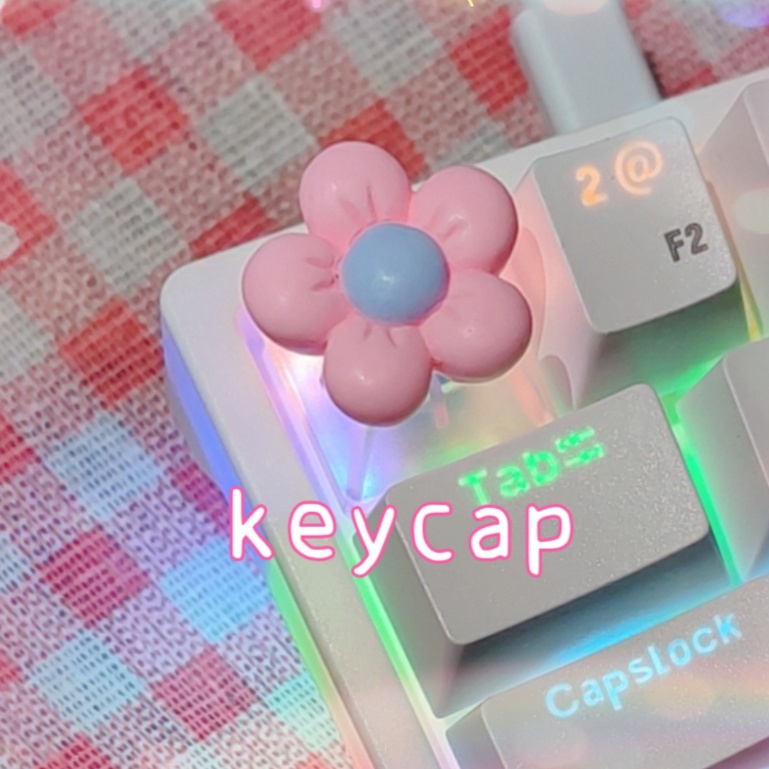 ปุ่มกดคีย์บอร์ด แบบโปร่งแสง ลายดอกไม้ สีชมพู Diy