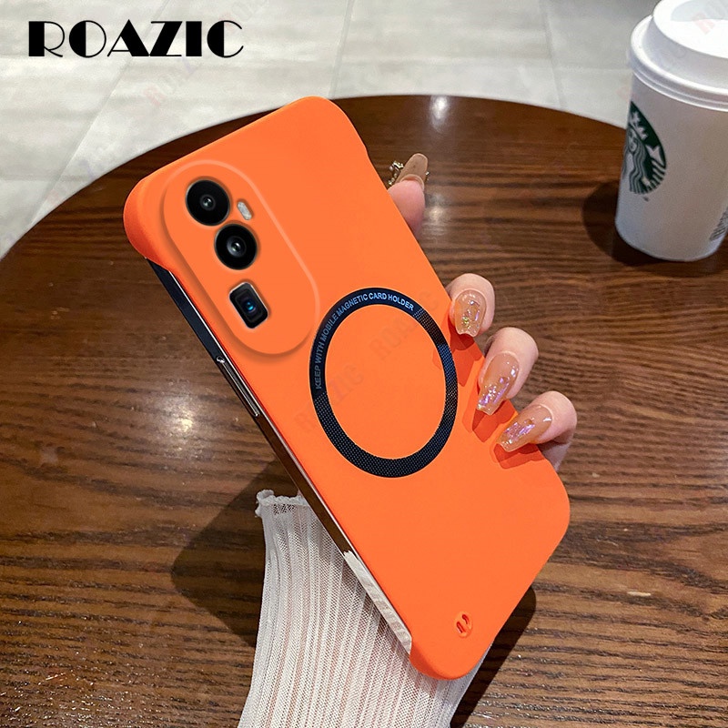 เคสโทรศัพท์มือถือ PC แข็ง ผิวด้าน บางมาก ไร้กรอบ สีส้ม หลากสี สําหรับ OPPO Reno 10 Pro+ 8 7 6 5 Find X5 X3 Pro 5G 4G B01-1