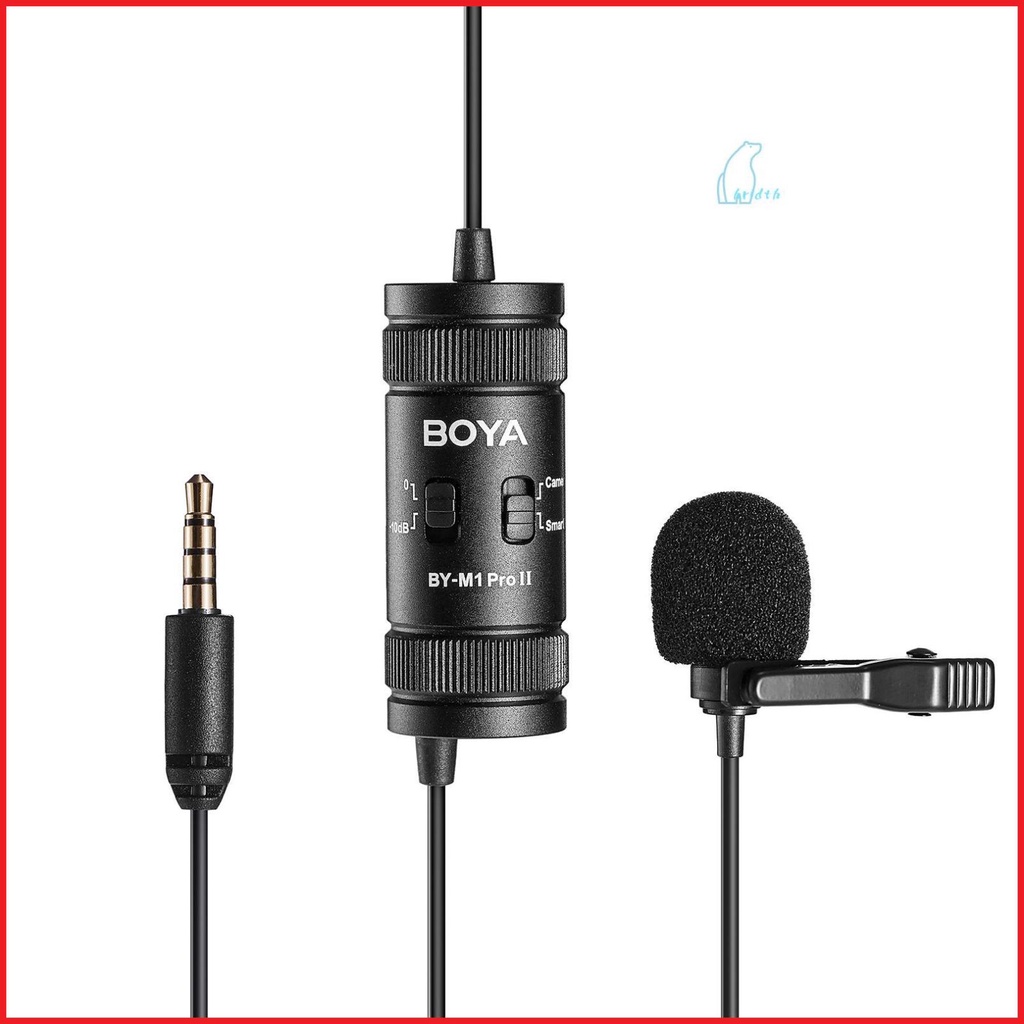 BOYA BY-M1 Pro II Universal Clip-on Microphone - Plug-and-Play Lapel Mic for Smartphone Camera and Audio Recorder