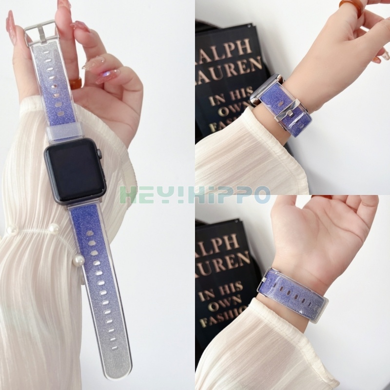 สายนาฬิกาข้อมือซิลิโคนใส ไล่โทนสี สําหรับ iwatch series 8 7 6 5 SE 4 3 45 44 42 41 40 38 มม.