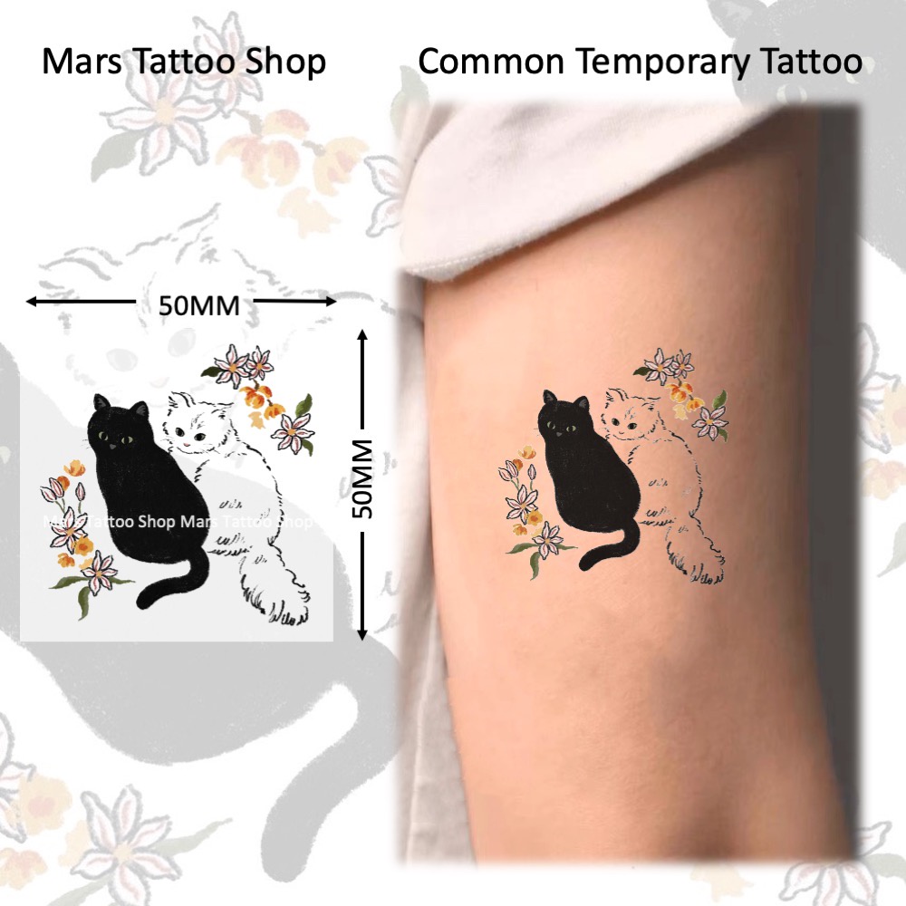 Mars Tattoo รอยสักชั่วคราว สติ๊กเกอร์รอยสักสี ติดทนนาน แมว CMNF004