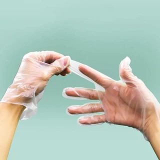 Aomsom ถุงมือยาง แบบใช้แล้วทิ้ง 100 ชิ้น, ถุงมือทําความสะอาดงานกรดใส, ถุงมือยาง TPE เกรดอาหาร กันลื่น ฟรี