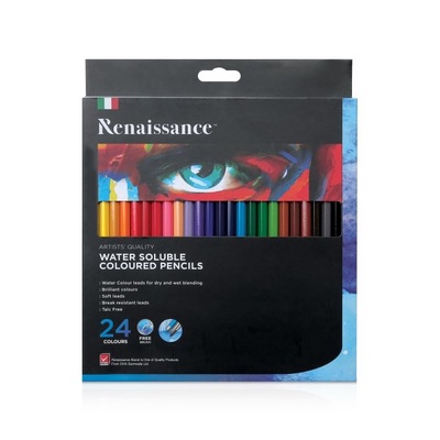 สีไม้ระบายน้ำ 24 สี เรนาซองซ์ / Water Soluble Coloured Pencils 24 colors