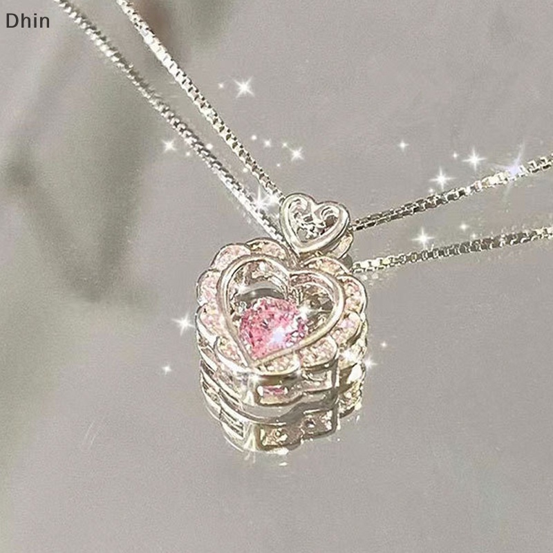 [Dhin] สร้อยคอโซ่ จี้รูปหัวใจ กลวง สีชมพู สไตล์วินเทจ หรูหรา เครื่องประดับแฟชั่น สําหรับผู้หญิง ของขวัญแต่งงาน COD
