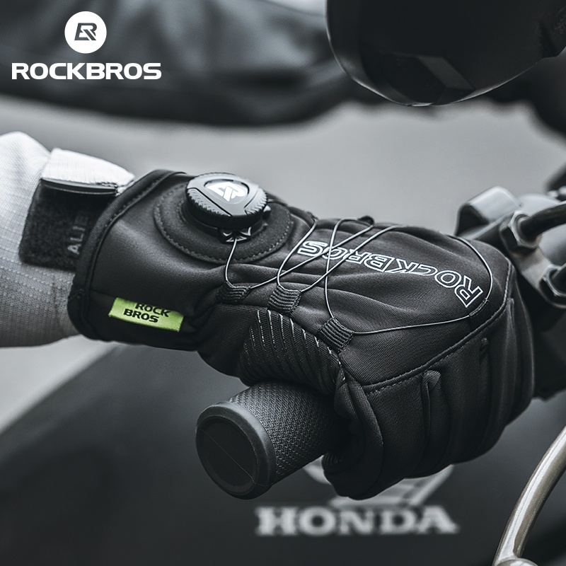 Rockbors ถุงมือขี่จักรยาน อบอุ่น และกันลม ยาวนิ้ว ฤดูใบไม้ร่วง และฤดูหนาว ถุงมือขี่จักรยานเสือหมอบ ถุงมือขี่จักรยานยนต์ MTB