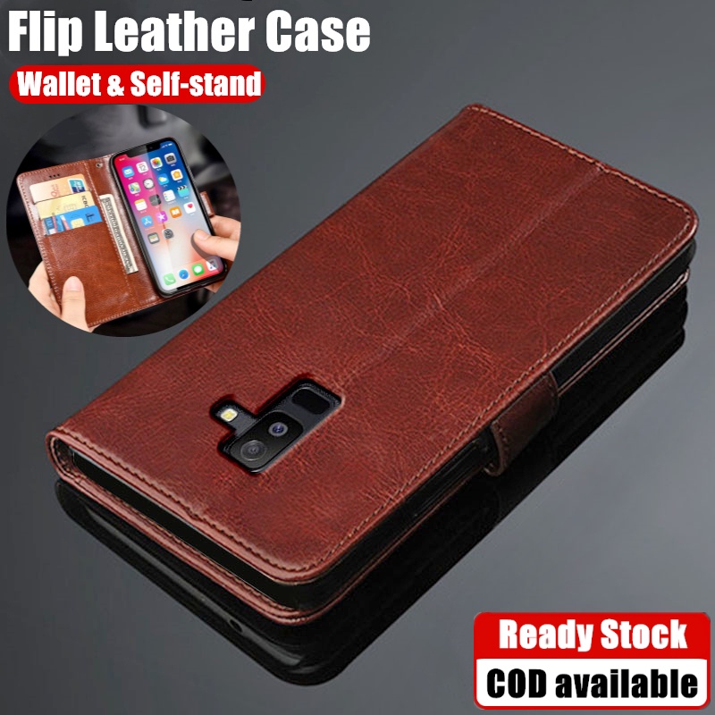 เคสหนัง ฝาพับ พร้อมช่องใส่บัตร กันกระแทก สําหรับ Samsung Galaxy J8 2018 6.0 นิ้ว SM-J810F J810G J810