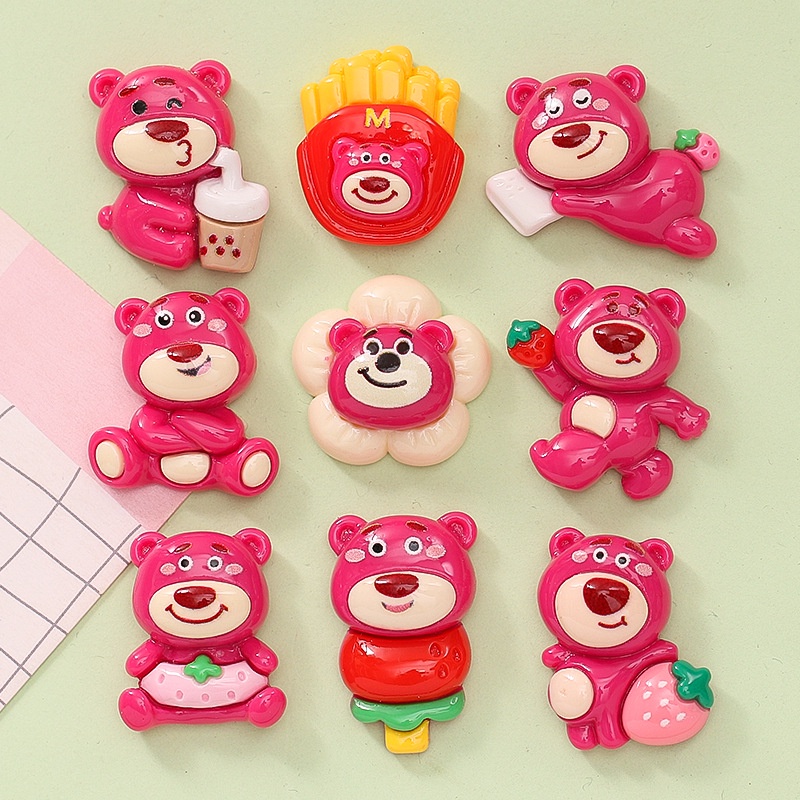 10ชิ้นน่ารักหมีกุหลาบกับอาหารใหม่เรซิ่นเสน่ห์สําหรับ ทําเอง (2-128)