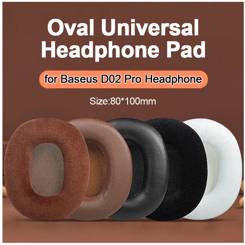 แผ่นครอบหูฟัง ผ้าสักหลาด ทรงวงรี ขนาด 80 * 100 มม. แบบเปลี่ยน สําหรับ Baseus D02 Pro