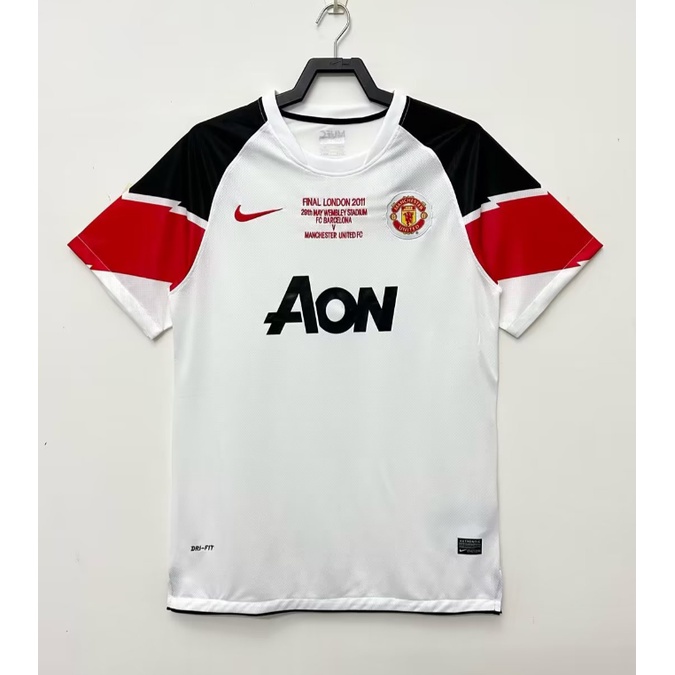 เสื้อกีฬาแขนสั้น ลายทีมฟุตบอล Manchester United UCL คุณภาพสูง สไตล์วินเทจ ไซซ์ S - XXL 11-12