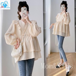 เสื้อเบลาส์แขนยาวลําลอง ทรงหลวม สไตล์เกาหลี สําหรับคุณแม่ แล…