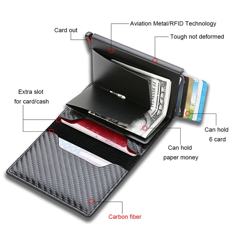 Rfid กระเป๋าสตางค์หนัง ใบเล็ก ใส่บัตรเครดิตได้ เรียบง่าย สําหรับผู้ชาย