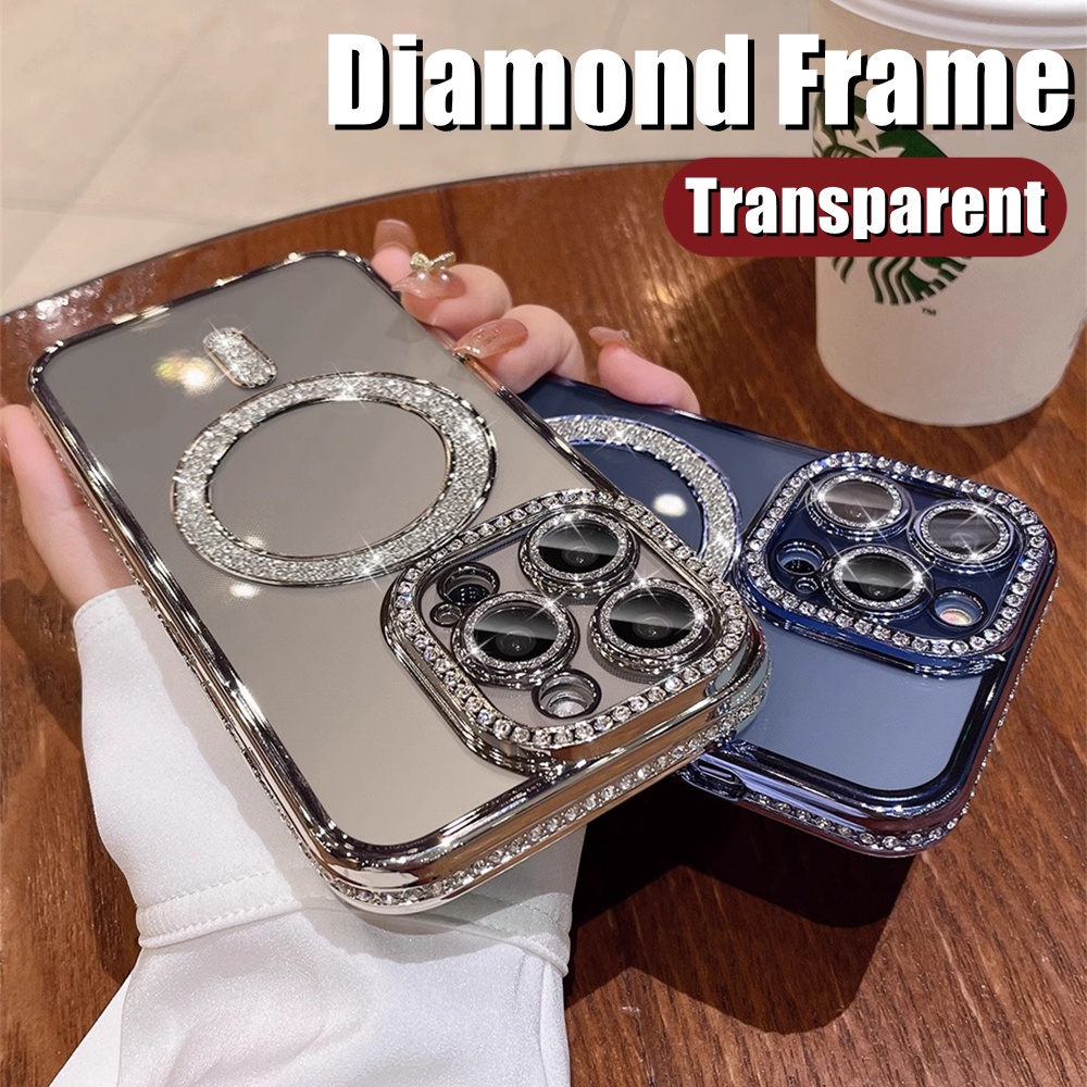 เคสโทรศัพท์มือถือ ซิลิโคนนุ่ม ใส กันกระแทก ประดับเพชร