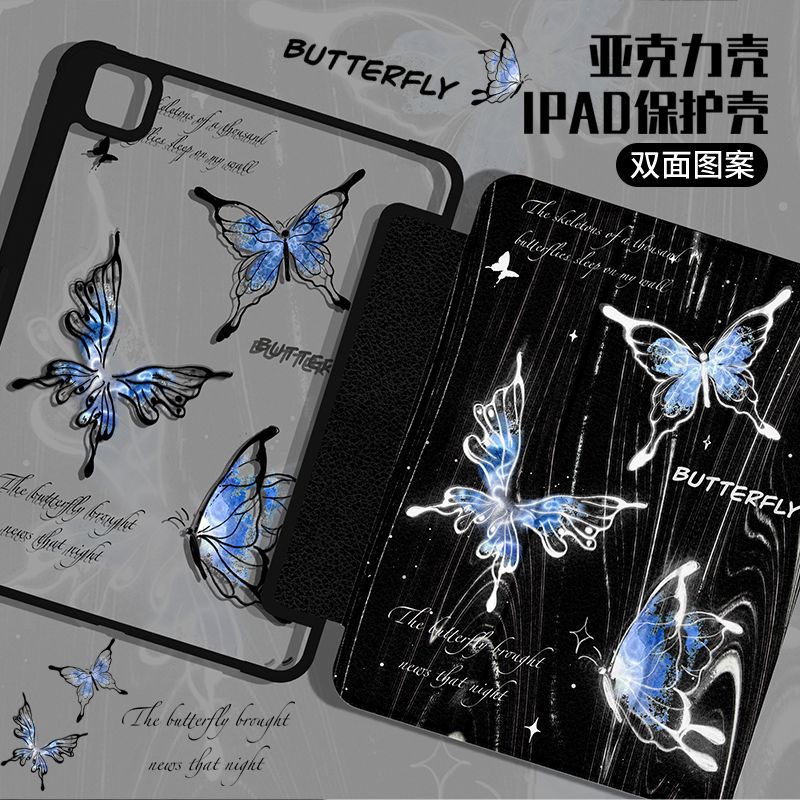 ชาร์จปากกาได้ เคสไอแพด Gen10 เคสผีเสื้อไอแพด Air5 Gen9 air4 ใส่ปากกาด้านขวา กันกระแทก เคส iPad Pro11 Gen8 Gen7 สําหรับ iPad 10.2 10.9 นิ้ว iPad 10th Gen Pro 11 Pro 12.9 Air 5 Air4 Mini 6