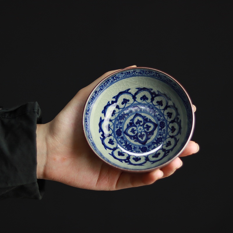Jingdezhen เครื่องปั้นดินเผา ดินเผาเก่า สีฟ้า ขาว ถ้วยชา ถ้วยชาเซรามิค กังฟู ถ้วยชา เปิดชิ้น เรโทร มาสเตอร์คัพ [A211]