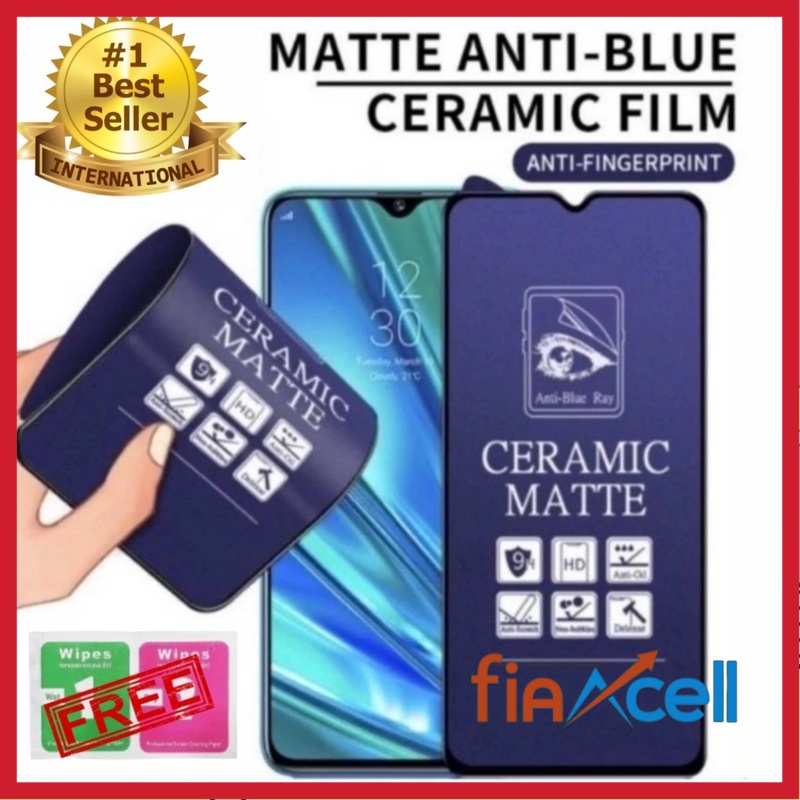 กระจกนิรภัยเซรามิค ป้องกันรอยขีดข่วน เนื้อแมตต์ สีฟ้า สําหรับ Realme 3 Realme 3 Pro Realme 5 Pro