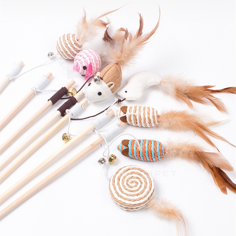 THPET ไม้ตกแมว ของเล่นแมว ไม้แมว ไม้ล่อแมว ขอเล่นแมว ของเล่นเเมว มีกระดิ่งและฟู่สาย ไว้ล่อแมว คลาดเครียดคลายเหงา