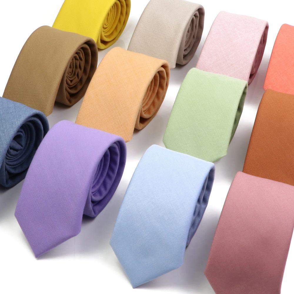 Zonfaz Macarons สีทึบเนคไทสําหรับผู ้ ชายคุณภาพสูง 100 % ผ ้ าฝ ้ าย Skinny Neckties Slim Casual Tie อุปกรณ ์ เสริม 6 ซม.กว ้ าง
