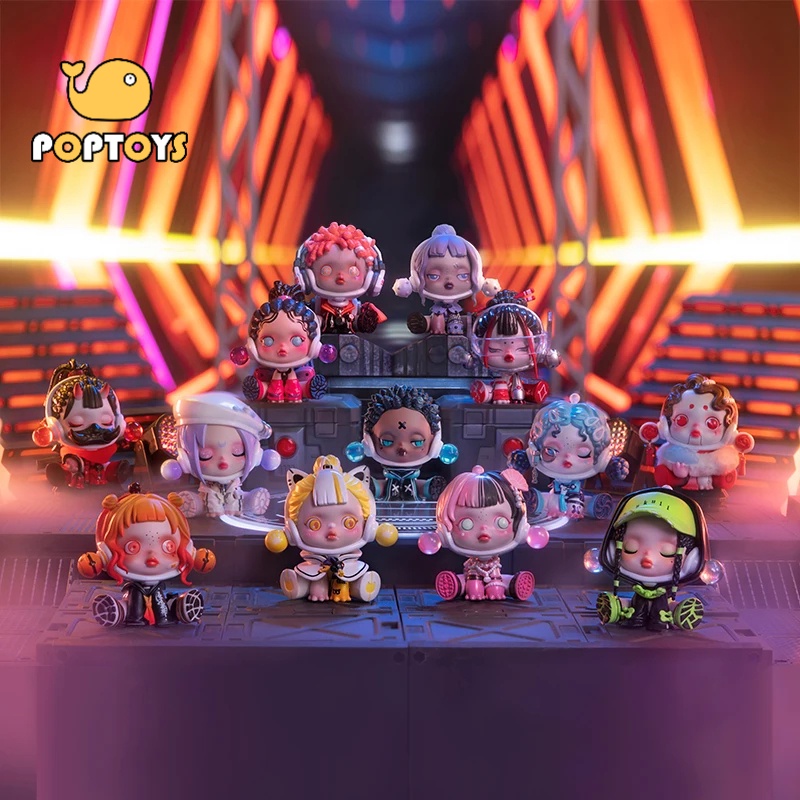 POPTOYSPOPMART Skullpanda night City series กล่องตาบอดรุ่นยืนยันของเล่นศิลปะ SKULLPANDA