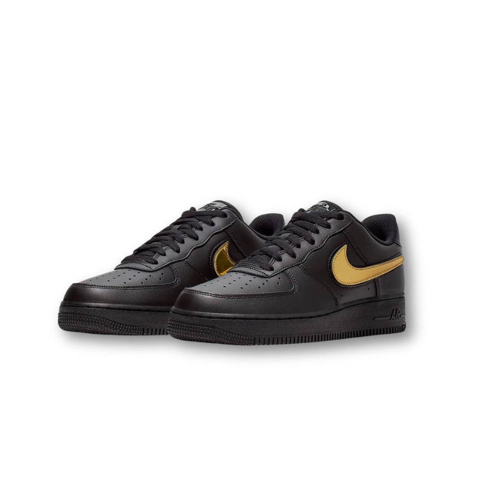 Nike Air Force 1 Black Metallic Gold Removable Swoosh Pack