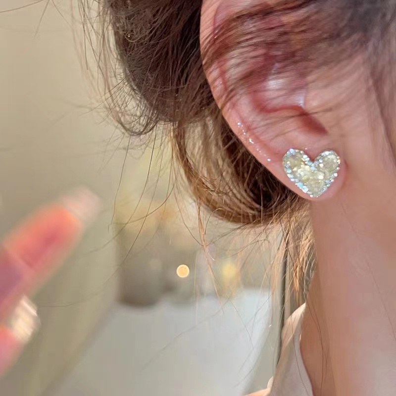 ต่างหูสตั๊ด เงิน S925 รูปหัวใจ ระดับไฮเอนด์ เรียบง่าย สําหรับผู้หญิง - รูปที่ 2
