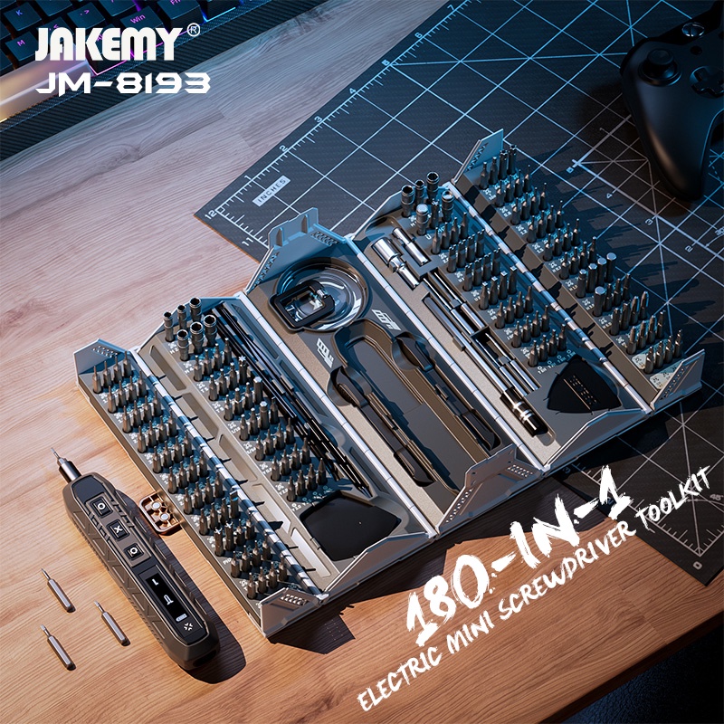 Jakemy JM-8193 180-in-1 ไฟฟ้า Mini Precision ไขควง Toolkit มัลติฟังก์ชั่นสําหรับซ่อมกล้องโทรศัพท์ El
