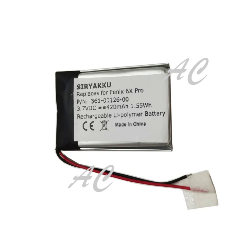 AC 3.7V 420mAh Replacement Smart Watch Battery For Garmin 010-02357-00,Garmin Fenix 6x,Fenix 6X Pro