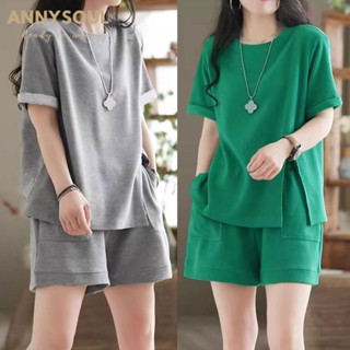 ชุดเซตเสื้อยืด+กางเกงขาสั้น งานเรียบๆมาแรง เท่ห์สตรีทมากๆ