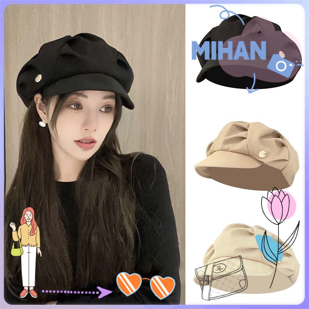 Mh หมวกเบเร่ต์ ทรงแปดเหลี่ยม ระบายอากาศ สีพื้น แฟชั่นฤดูใบไม้ร่วง และฤดูหนาว
