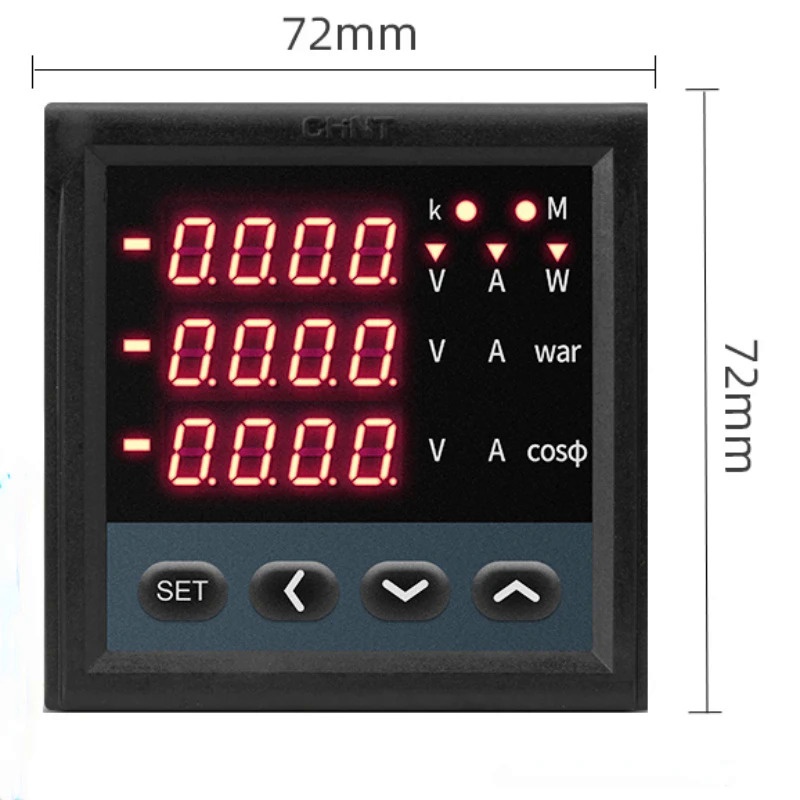 Chint เครื่องวัดพลังงานมัลติฟังก์ชั่น PD666-2S4 3S4 6S4 8S4 380V5A จอแสดงผลดิจิตอลมัลติฟังก์ชั่นเมตร
