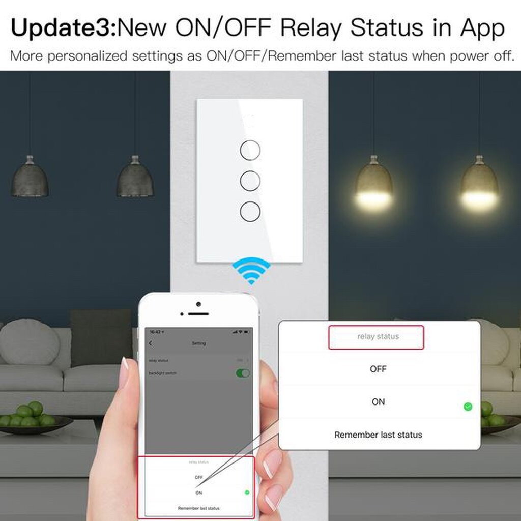 NEW Tuya แป้นสวิตช์ Wi-Fi เปิดปิด ตั้งเวลานอกบ้านได้ผ่านแอป  สั่งด้วยเสียง Google Home/Alexa Smart Wall Touch Switch