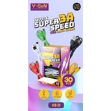 GG [1 กล่อง 30 ชิ้น] DATA CHARGER CABLE V-GEN VGEN VCB-29 VCB29 สําหรับ TYPE C 3A FAST CHARGING PATE