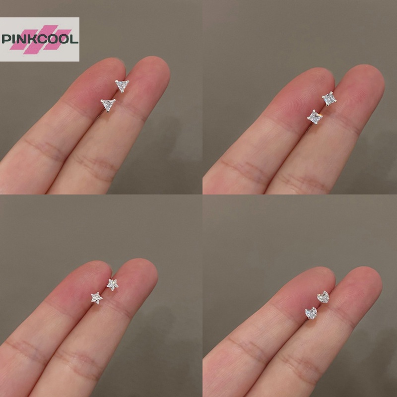 Pinkcool 1 คู่ สีเงิน พลอยเทียม มินิ ต่างหูสตั๊ด สําหรับผู้หญิง แฟชั่นพังก์ แวววาว เพทาย ต่างหู อินเทรนด์ แฟชั่น เครื่องประดับ ของขวัญ ขายดี