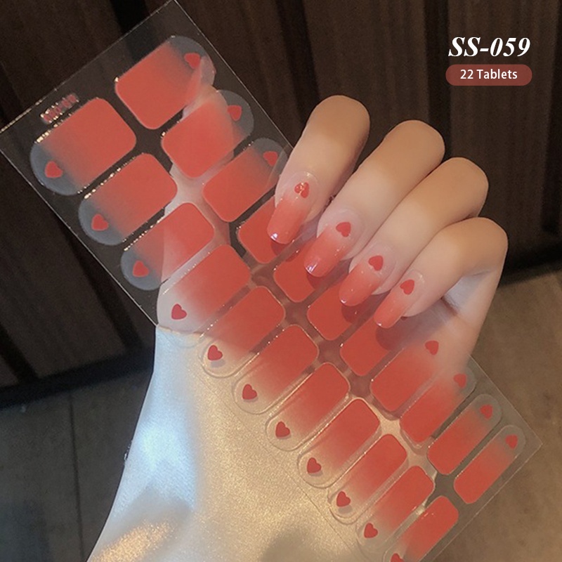 สติกเกอร์กลิตเตอร์ รูปหัวใจ สีแดง สีชมพูนู้ด สําหรับตกแต่งเล็บ 22 ชิ้น
