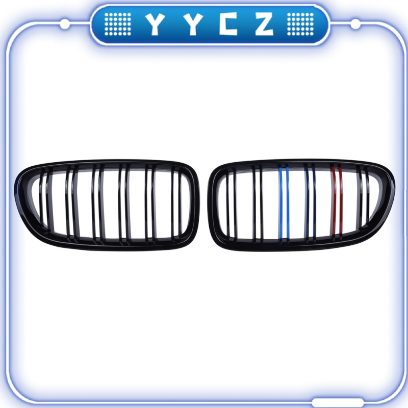 △Yycz△ตะแกรงกระจังหน้ารถยนต์ สีดําเงา สําหรับ BMW F10 F11 F18 5 Series 10-17 M Style